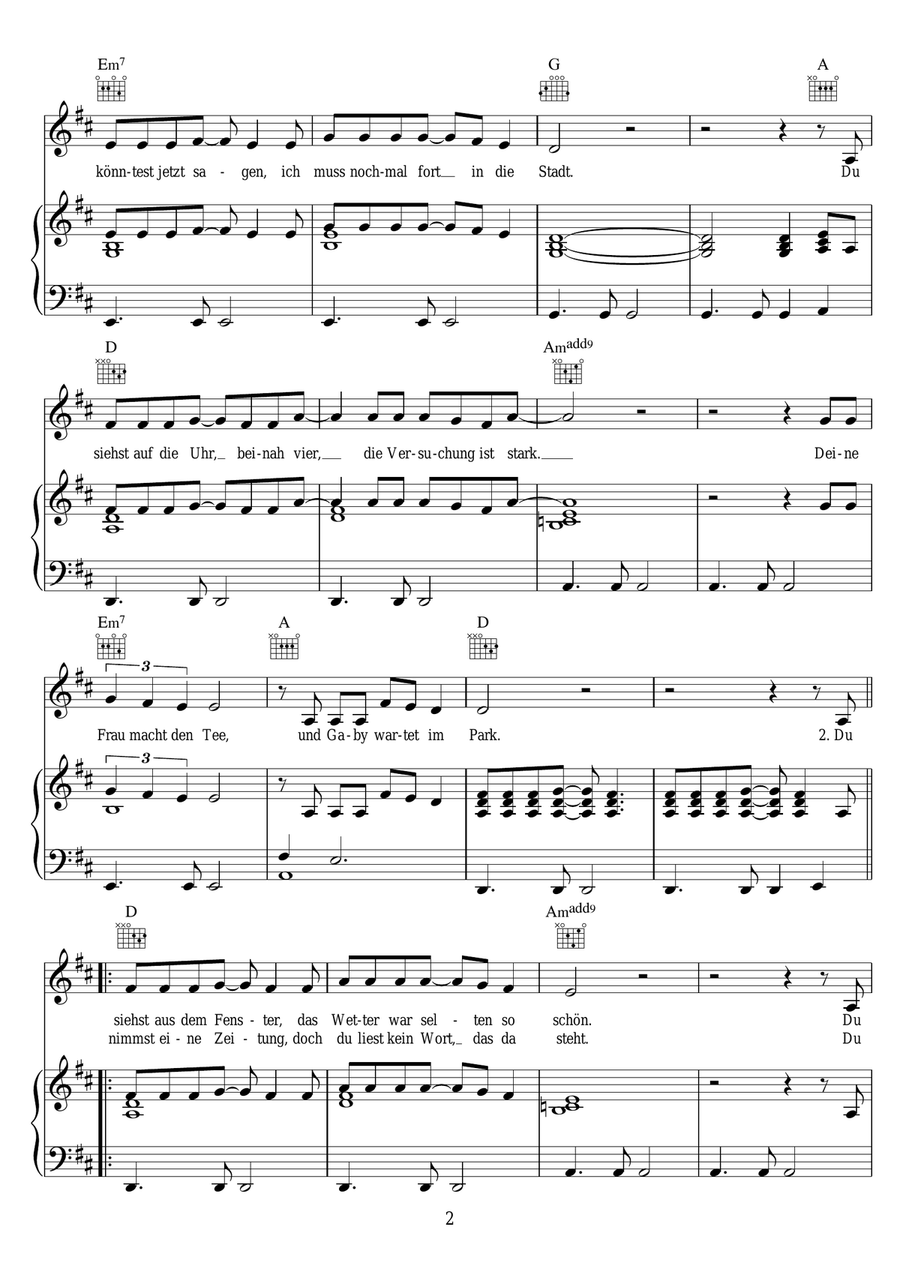 Gaby Wartet Im Park Gaby Wartet Im Park Piano, Vocal scores gallery preview page 2