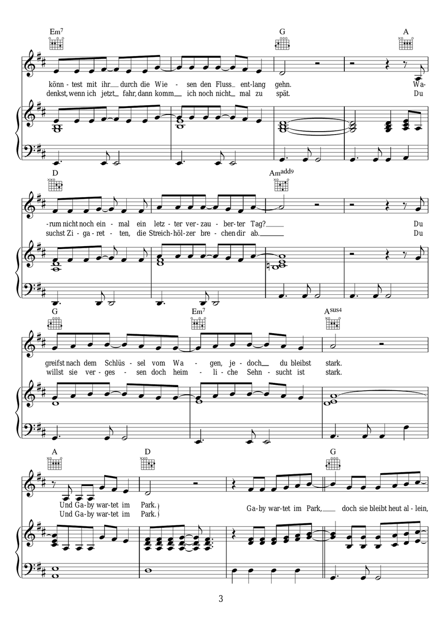 Gaby Wartet Im Park Gaby Wartet Im Park Piano, Vocal scores gallery preview page 3