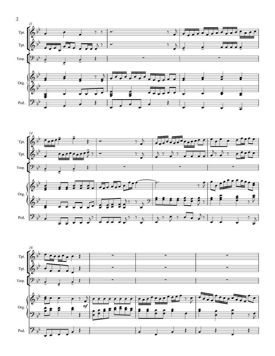Praise the Lord with Drums and Cymbals – Two Trumpets, Organ and Optional Timpani Small Ensemble scores gallery preview page 3