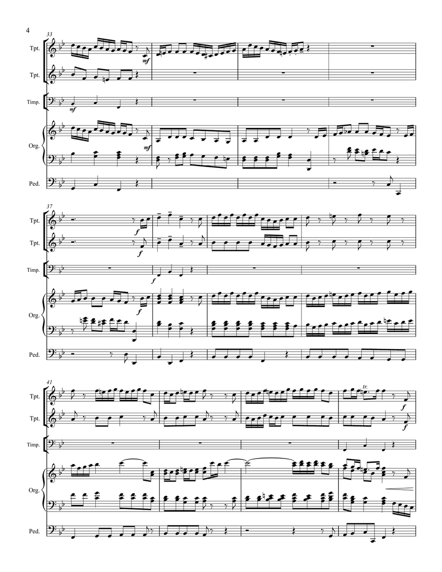 Praise the Lord with Drums and Cymbals – Two Trumpets, Organ and Optional Timpani Small Ensemble scores gallery preview page 5