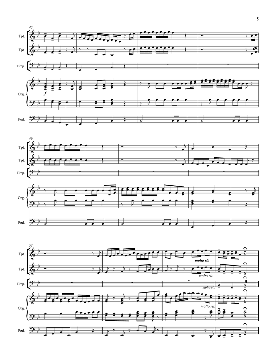 Praise the Lord with Drums and Cymbals – Two Trumpets, Organ and Optional Timpani Small Ensemble scores gallery preview page 6