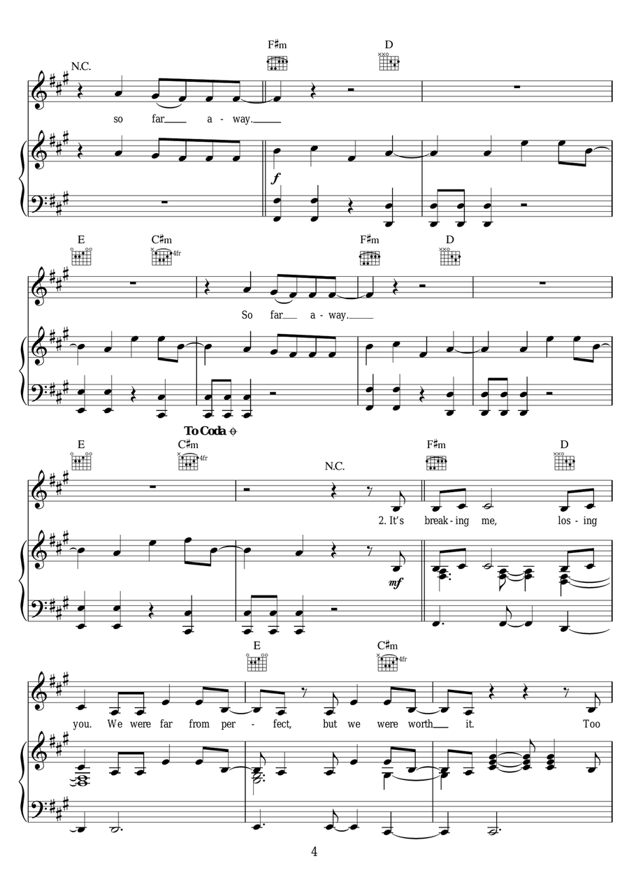 So Far Away (featuring Jamie Scott and Romy Dya) Piano, Vocal scores gallery preview page 4