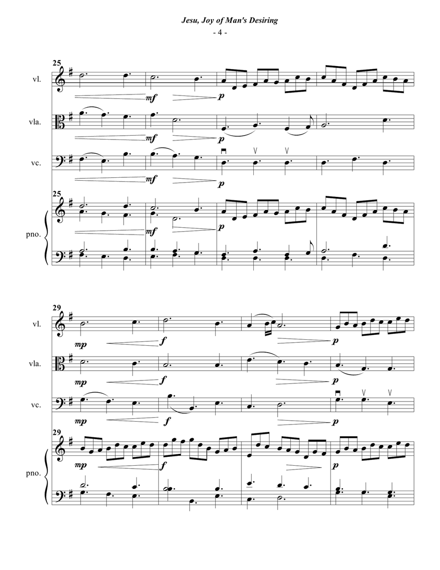 Bach: Jesu, Joy of Man's Desiring for Piano Quartet Piano Quartet scores gallery preview page 4
