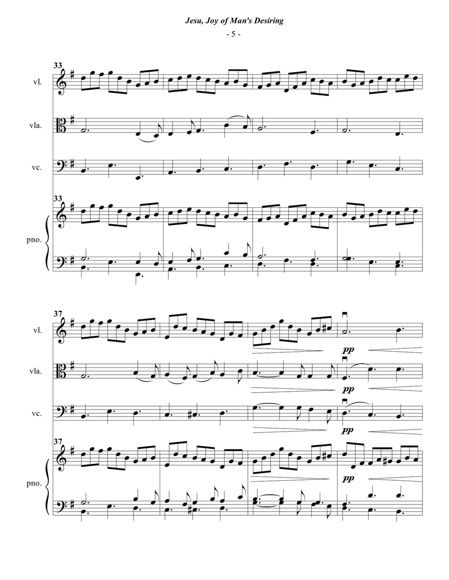 Bach: Jesu, Joy of Man's Desiring for Piano Quartet Piano Quartet scores gallery preview page 5