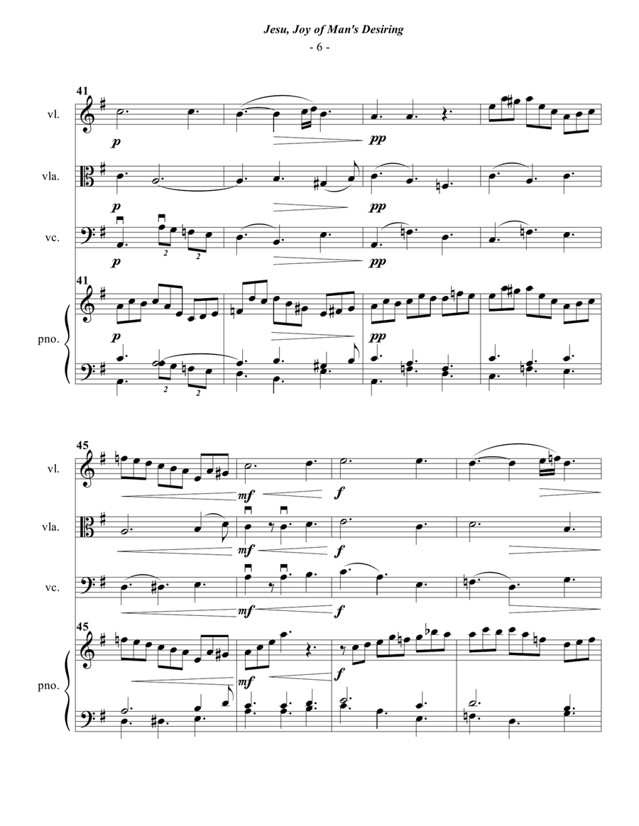 Bach: Jesu, Joy of Man's Desiring for Piano Quartet Piano Quartet scores gallery preview page 6