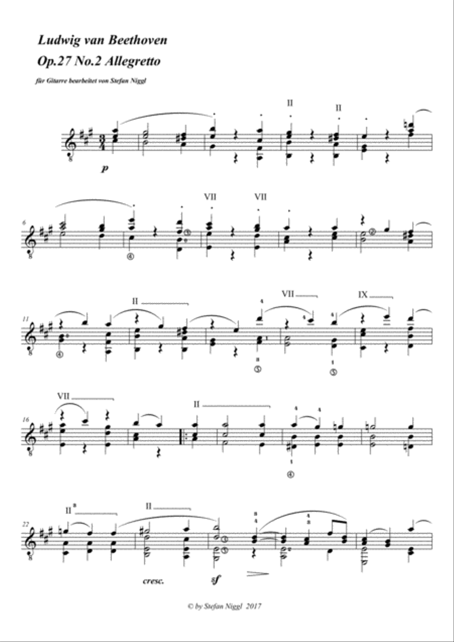 Allegretto from Sonata Op.27 Acoustic Guitar scores gallery preview page 1