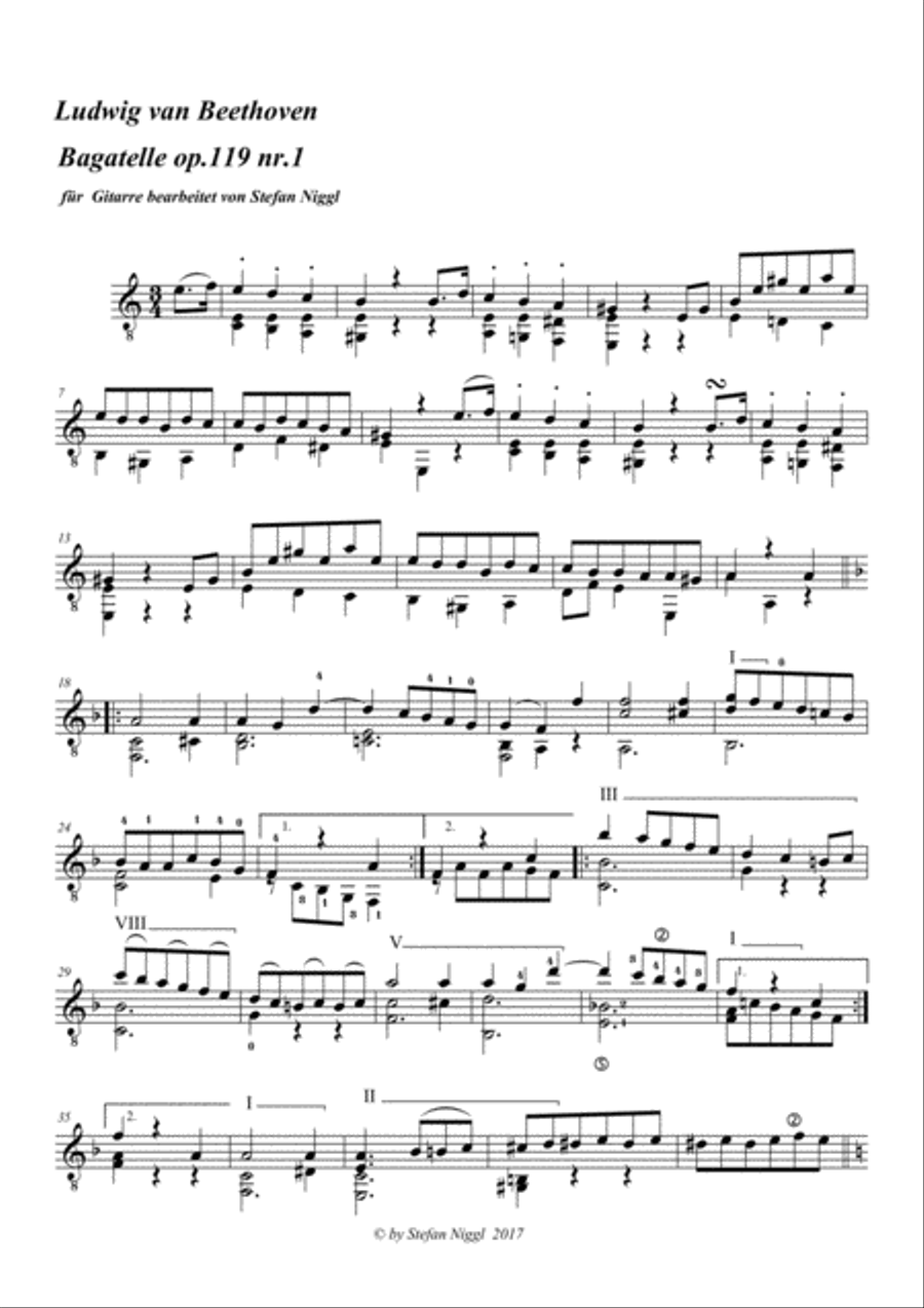 Bagatelle Op.119 no.1 Acoustic Guitar scores gallery preview page 1