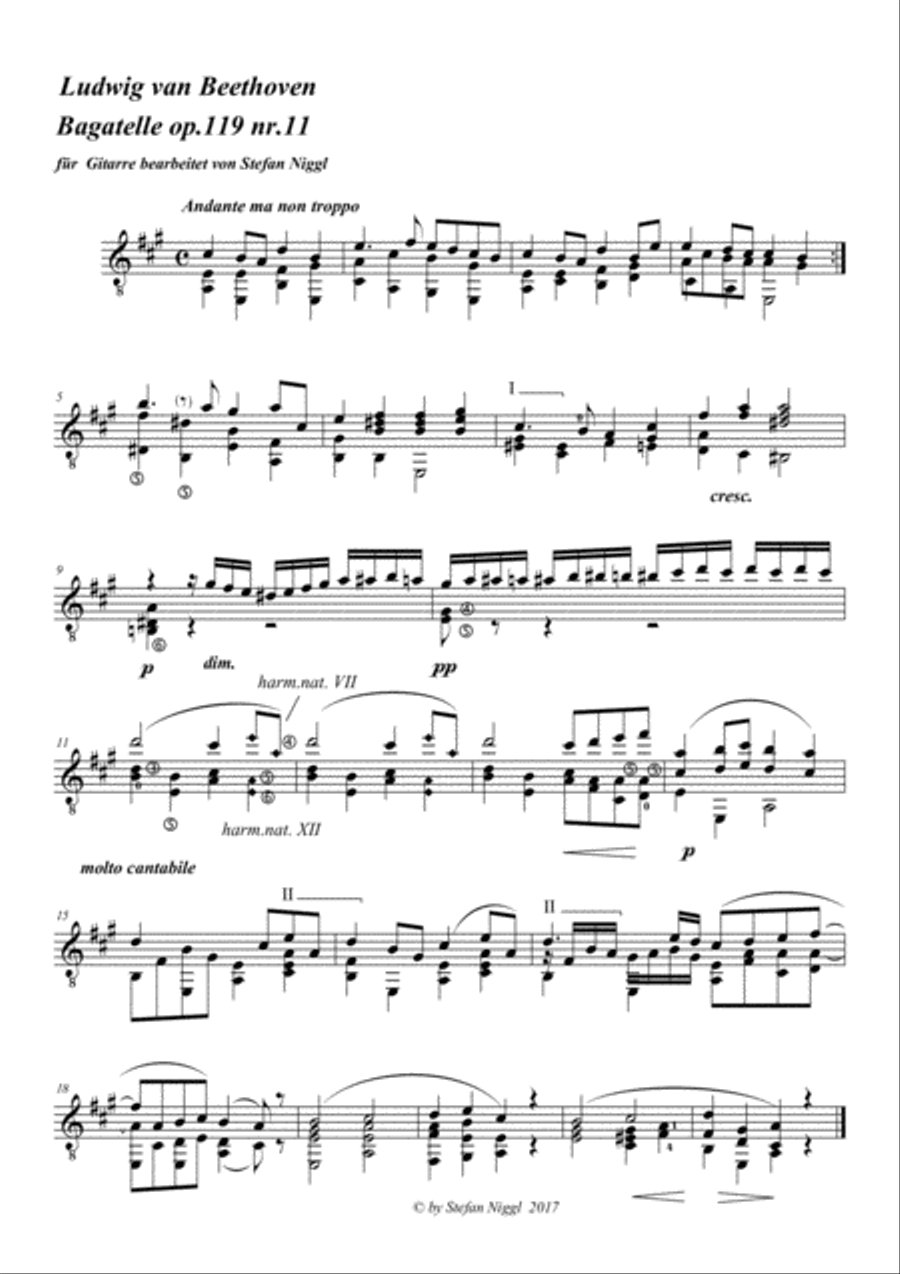 Bagatelle Op.119 no.11 Acoustic Guitar scores gallery preview page 1