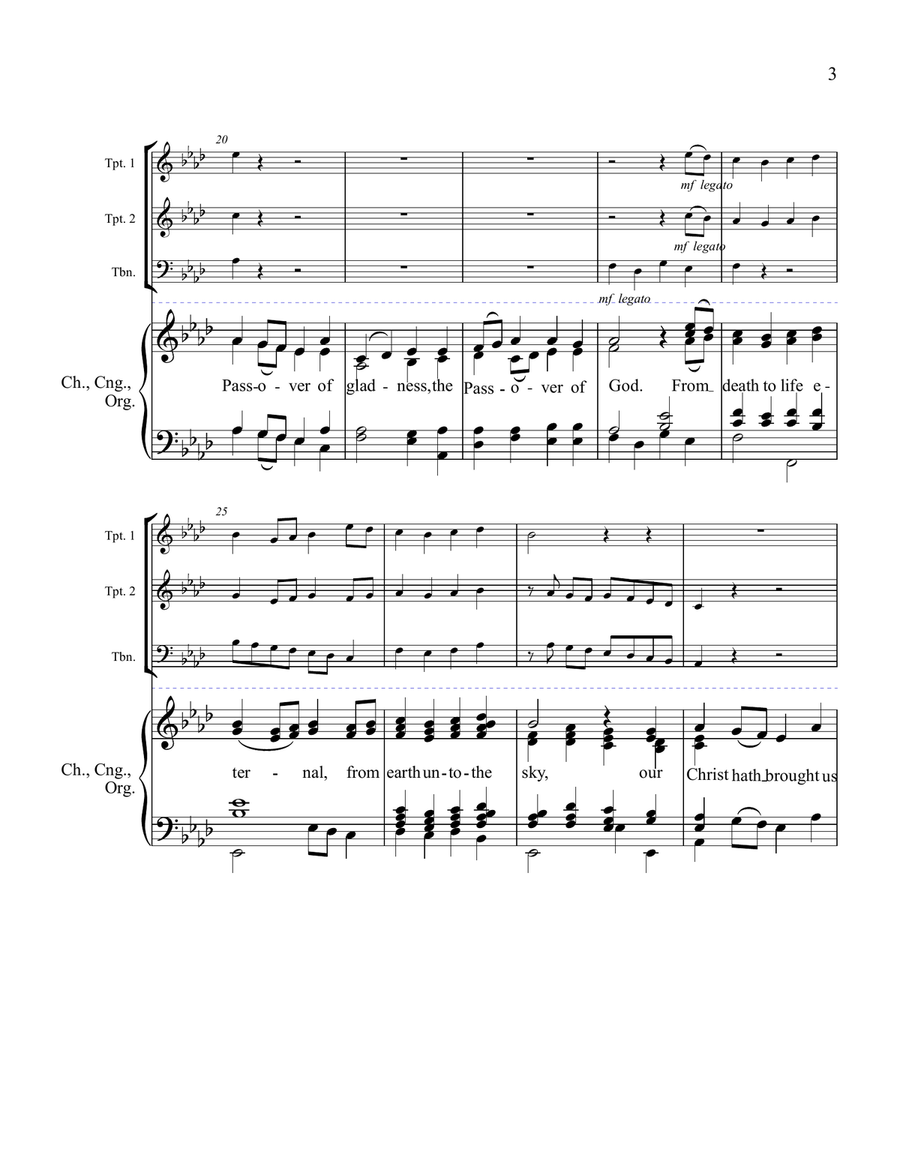 The Day of Resurrection, ELLACOMBE - Two Trumpets, Trombone, Congregation, and Organ Choir scores gallery preview page 4