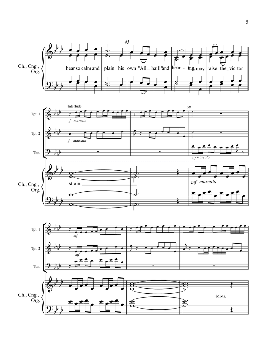 The Day of Resurrection, ELLACOMBE - Two Trumpets, Trombone, Congregation, and Organ Choir scores gallery preview page 6