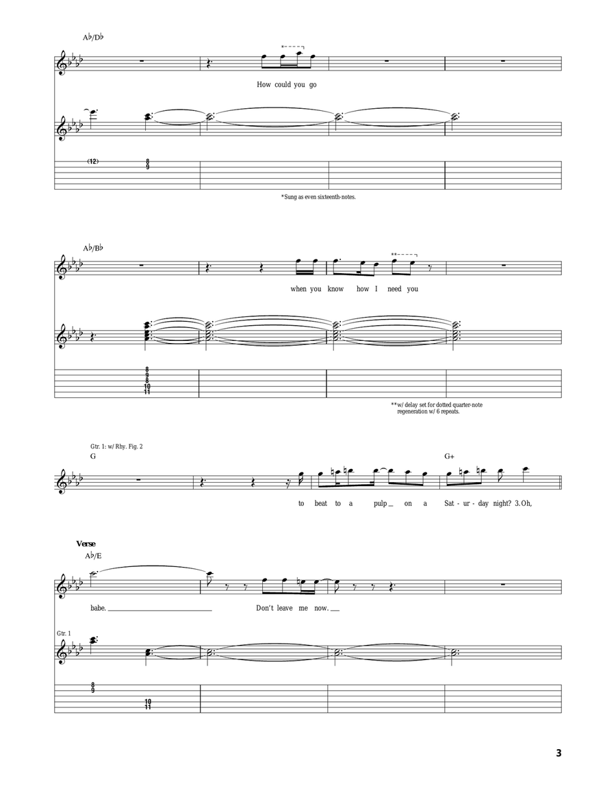 Don't Leave Me Now Don't Leave Me Now Acoustic Guitar scores gallery preview page 3