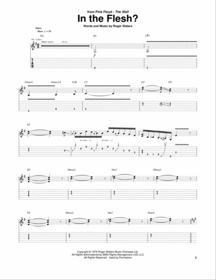 In The Flesh? Electric Guitar scores gallery preview page 1