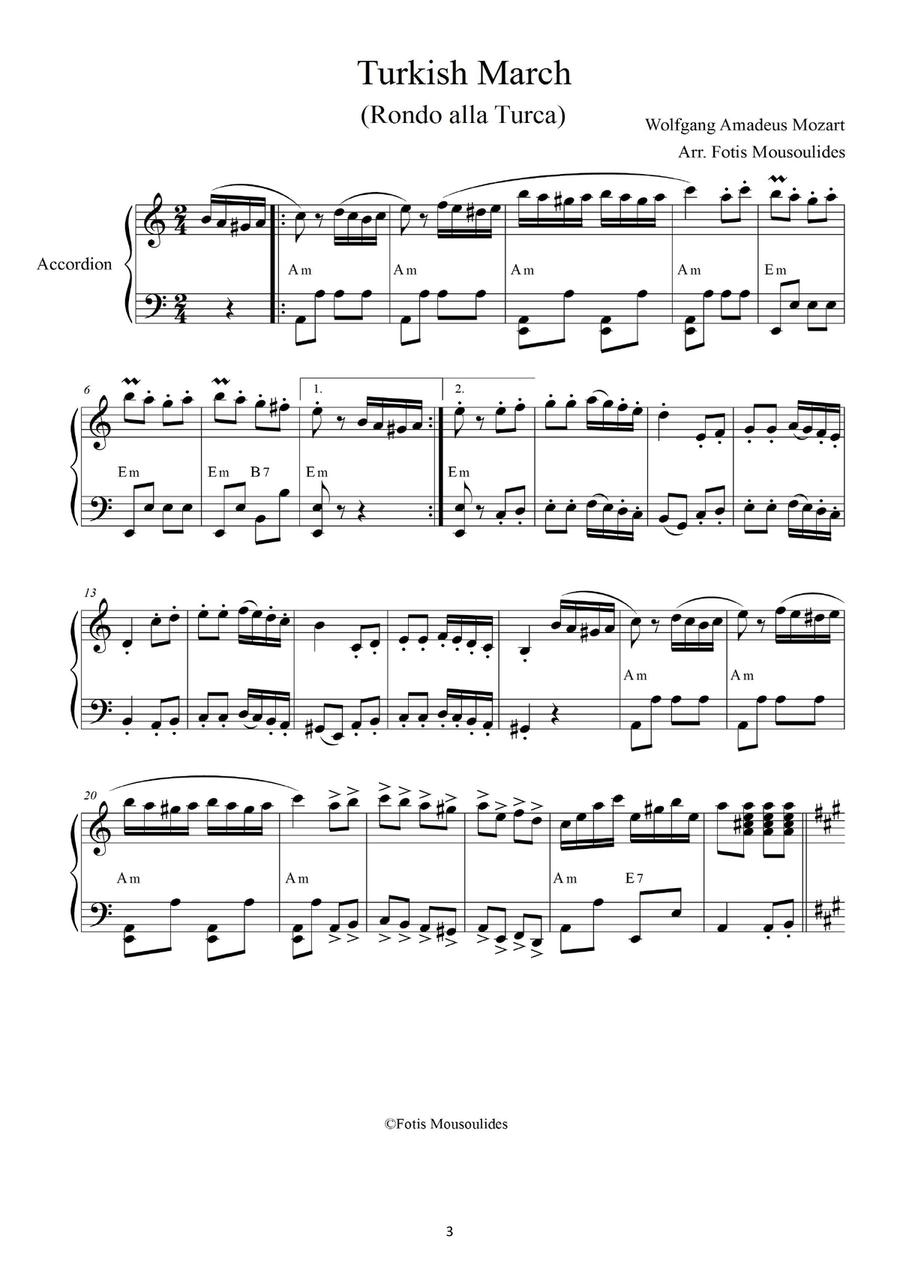Turkish March (Rondo alla Turca) for solo Accordion Turkish March (Rondo alla Turca) for solo Accordion Accordion scores gallery preview page 3