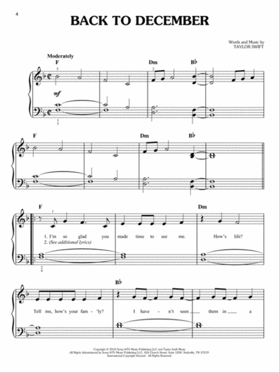 Taylor Swift - Easy Piano Anthology Easy Piano scores gallery preview page 2