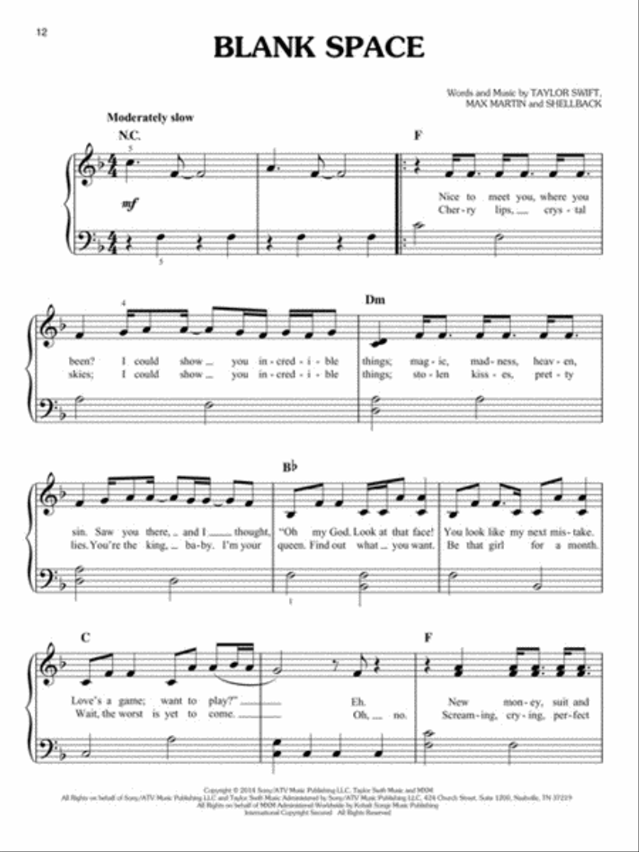 Taylor Swift - Easy Piano Anthology Easy Piano scores gallery preview page 3