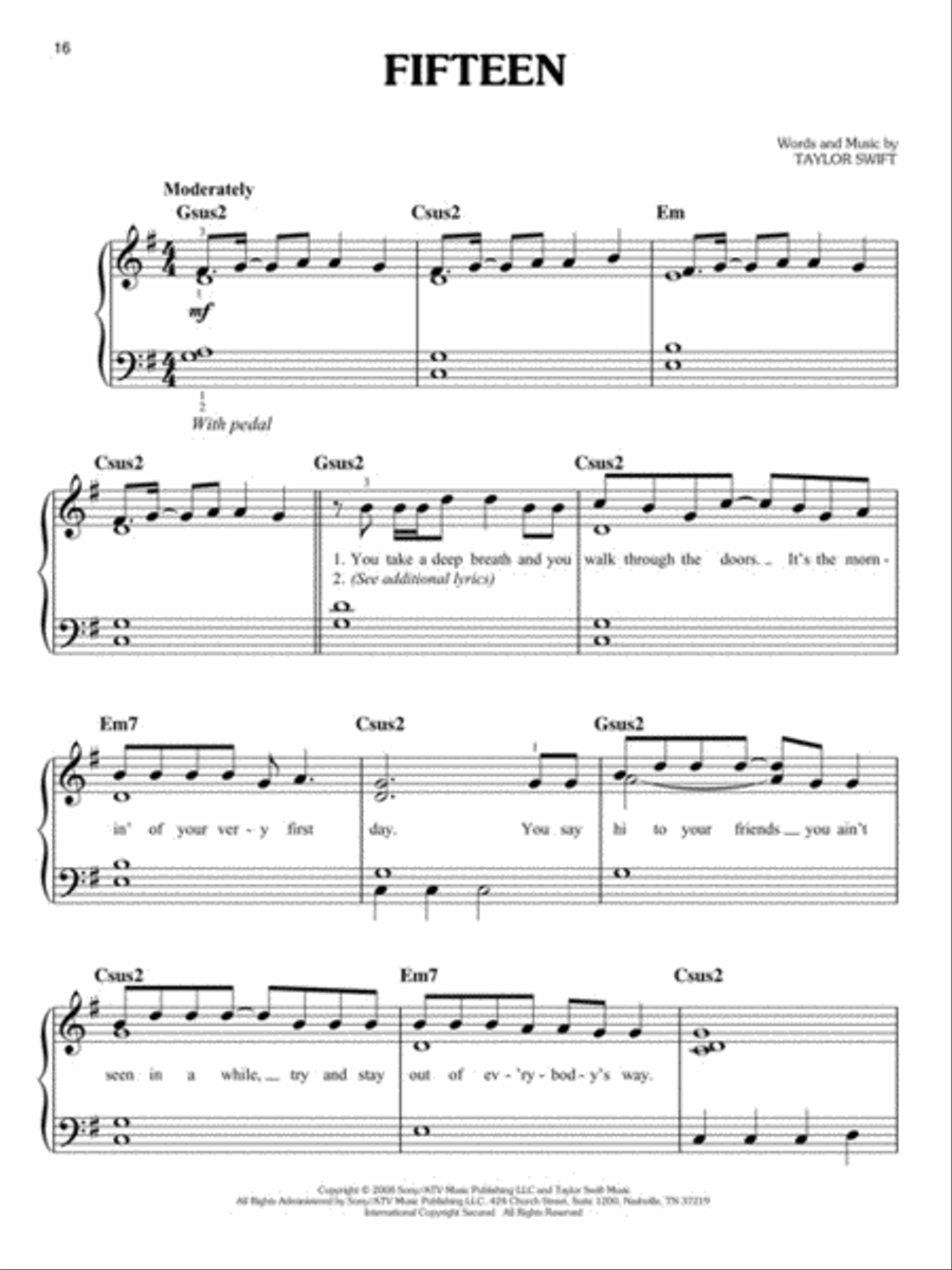 Taylor Swift - Easy Piano Anthology Easy Piano scores gallery preview page 4