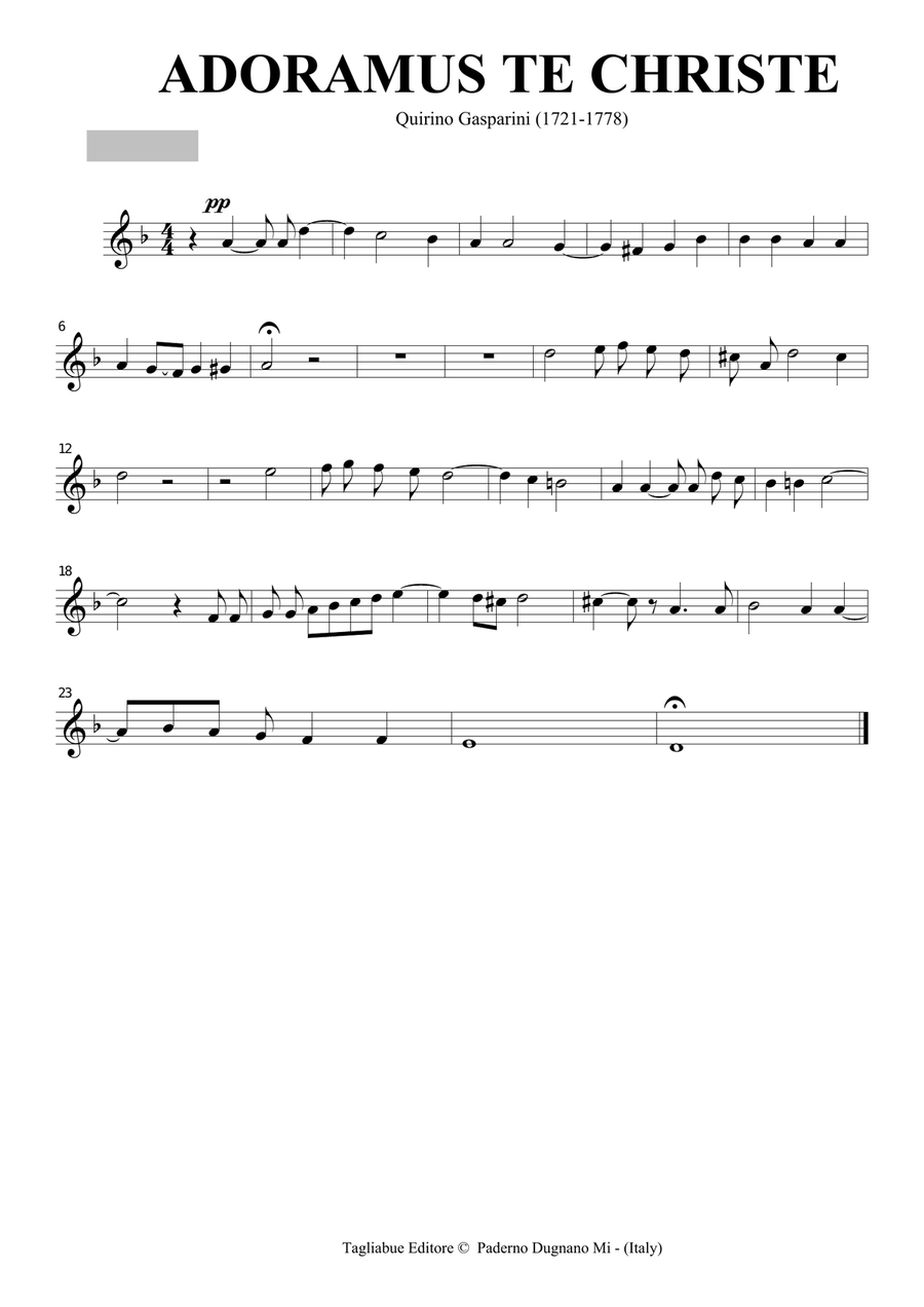 ADORAMUS TE CHRISTE - Q. Gasparini. - For Brass Quartet - Set of parts by Renato Tagliabue Brass Quartet - Digital Sheet Music page 4