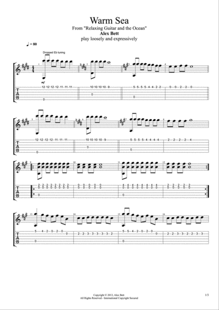 Warm Sea (Solo Fingerstyle Guitar) Classical Guitar scores gallery preview page 1