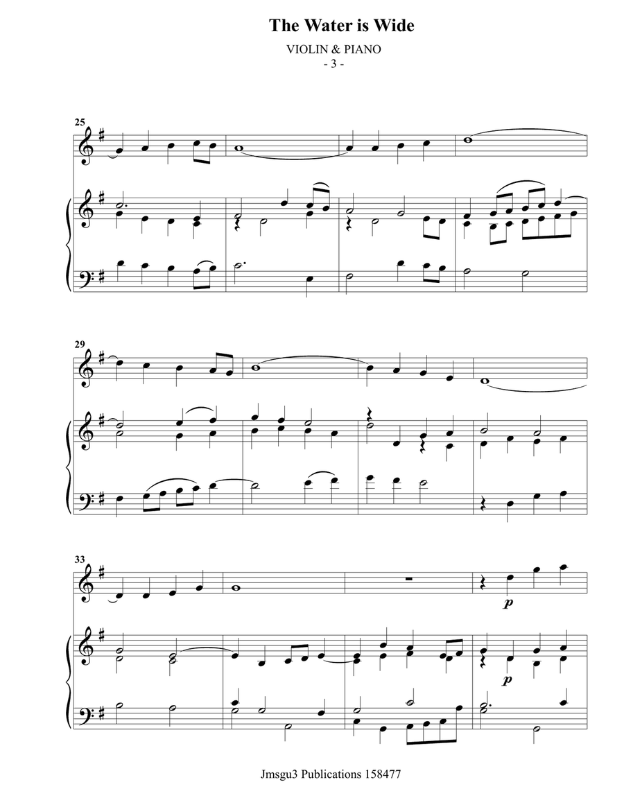 The Water is Wide for Violin & Piano Violin Solo scores gallery preview page 3