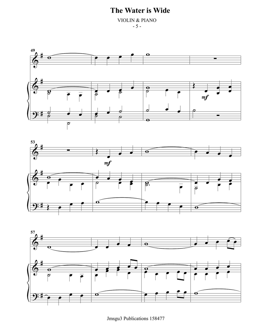 The Water is Wide for Violin & Piano Violin Solo scores gallery preview page 5