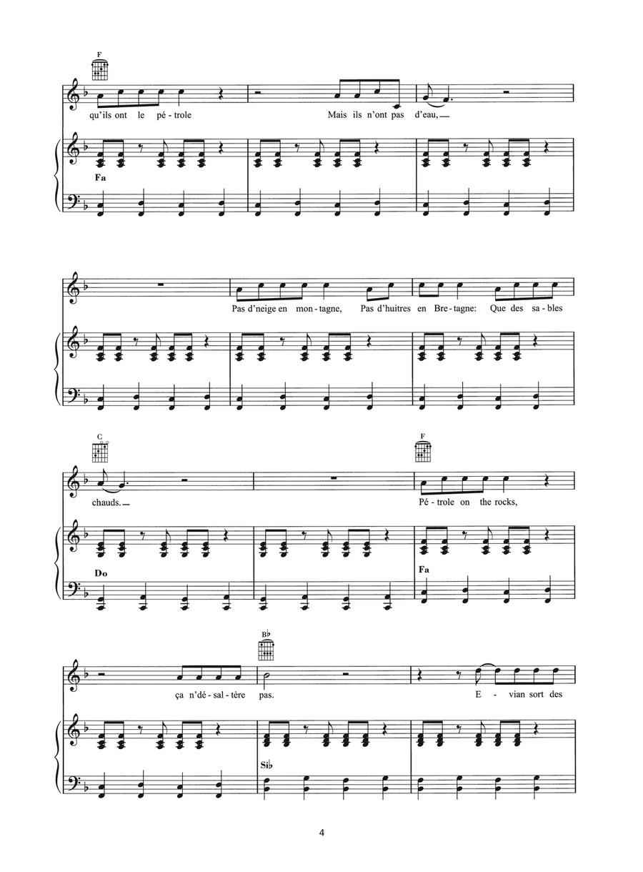 Ils Ont Le Petrole Mais C'est Tout Piano, Vocal scores gallery preview page 4