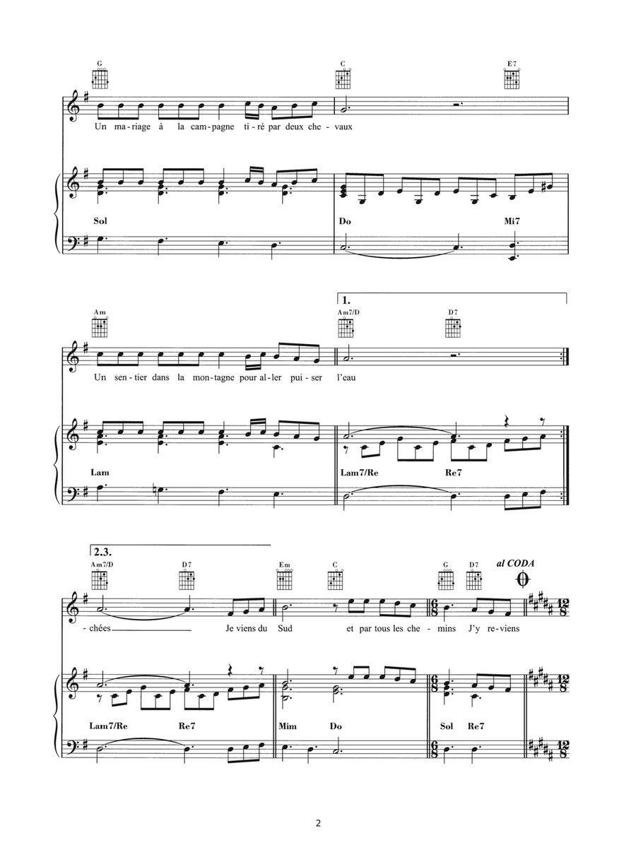 Je Viens Du Sud Je Viens Du Sud Piano, Vocal scores gallery preview page 2