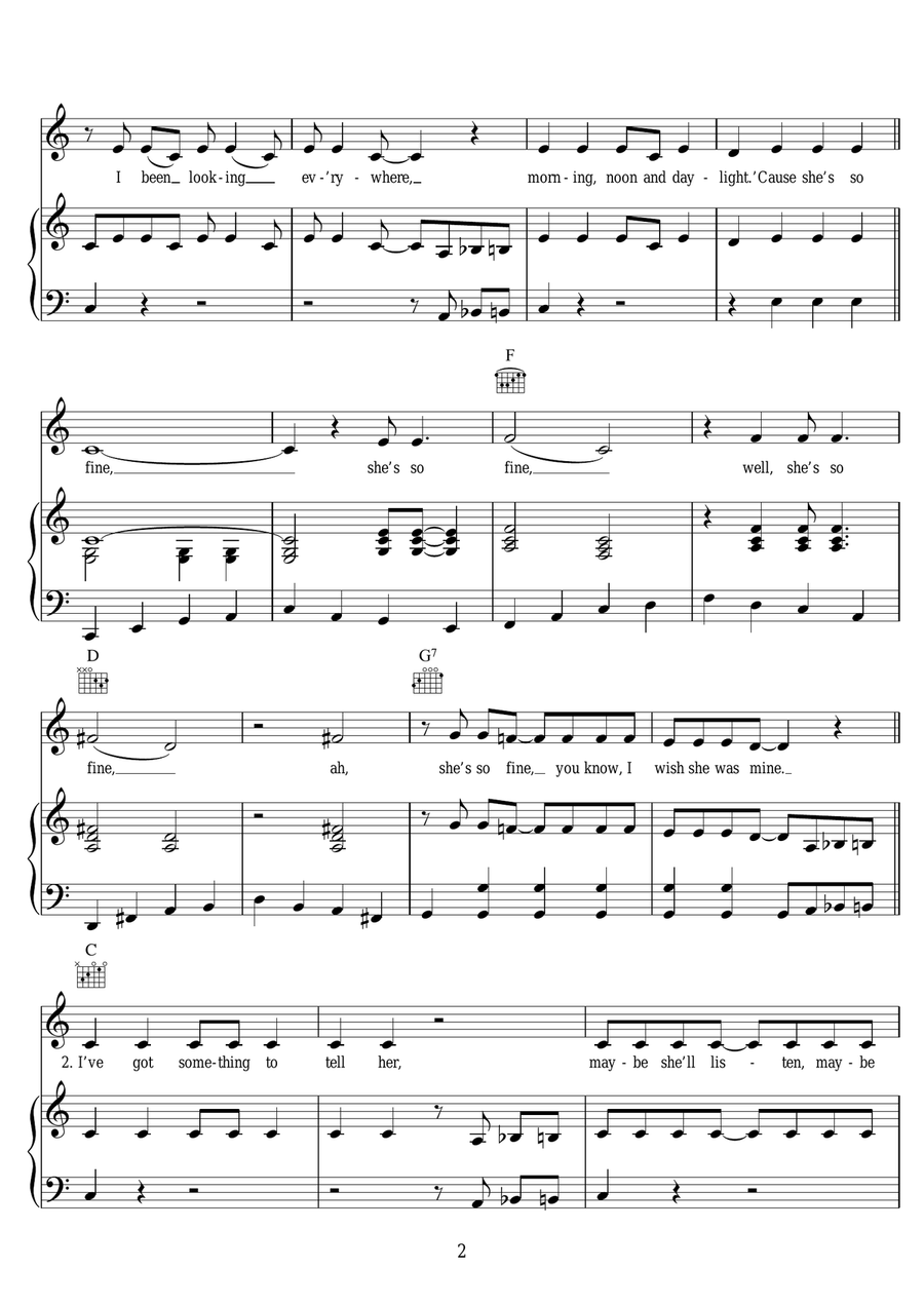 She's So Fine She's So Fine Piano, Vocal scores gallery preview page 2