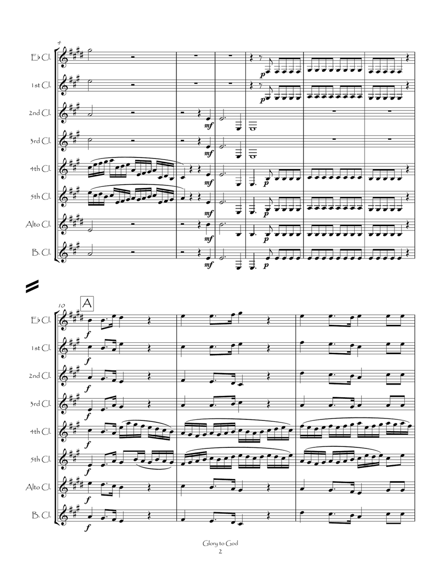 Glory to God from The Messiah for Clarinet Choir Clarinet Choir scores gallery preview page 5