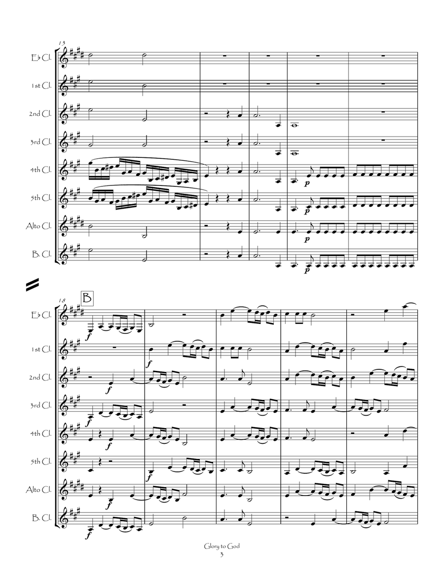 Glory to God from The Messiah for Clarinet Choir Clarinet Choir scores gallery preview page 6