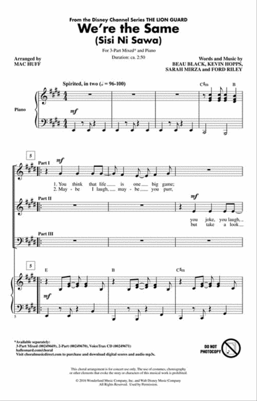 We're the Same (Sisi Ni Sawa) Choir scores gallery preview page 2