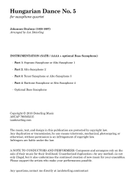 Hungarian Dance No. 5 (for Saxophone Quartet) Saxophone Quartet scores gallery preview page 3