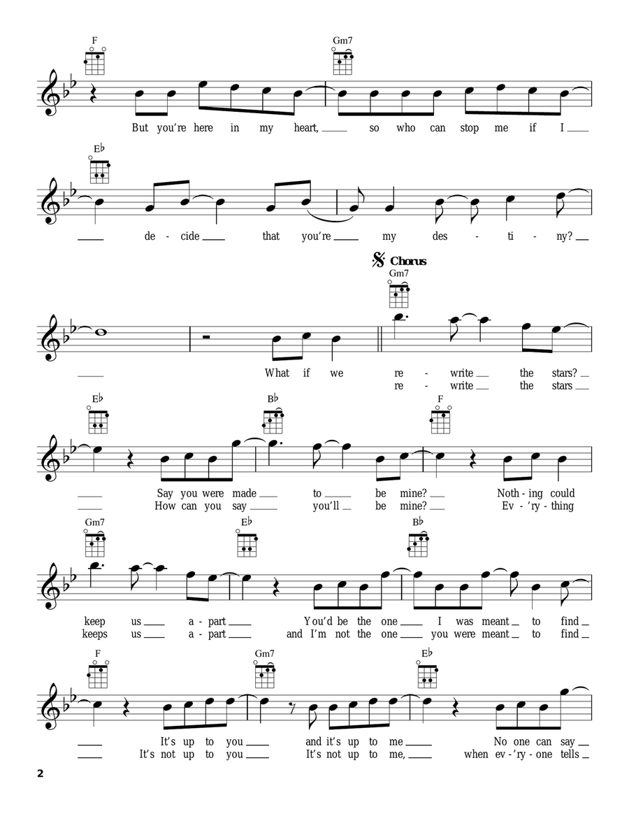 Rewrite The Stars (from The Greatest Showman) Ukulele scores gallery preview page 2
