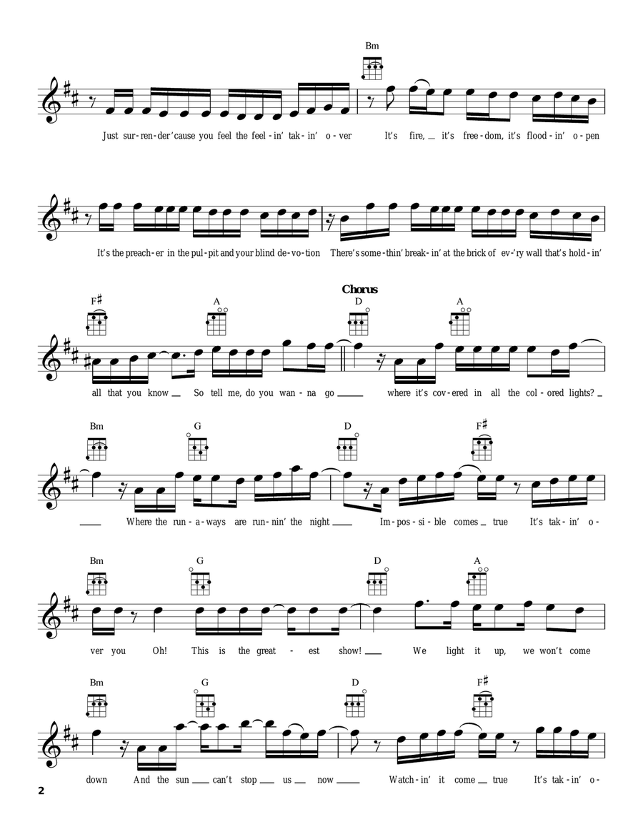 The Greatest Show (from The Greatest Showman) Ukulele scores gallery preview page 2