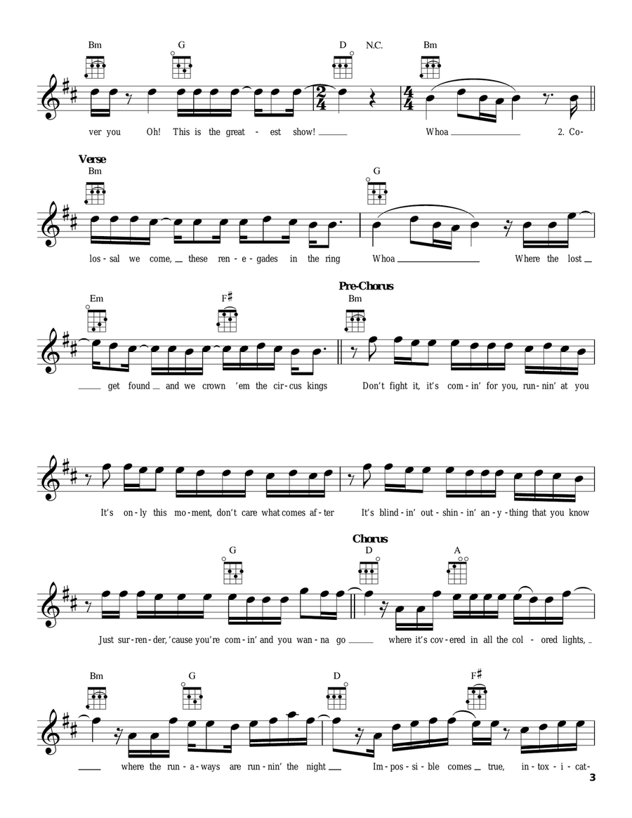 The Greatest Show (from The Greatest Showman) Ukulele scores gallery preview page 3