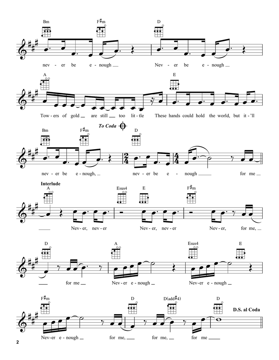Never Enough (from The Greatest Showman) Ukulele scores gallery preview page 2