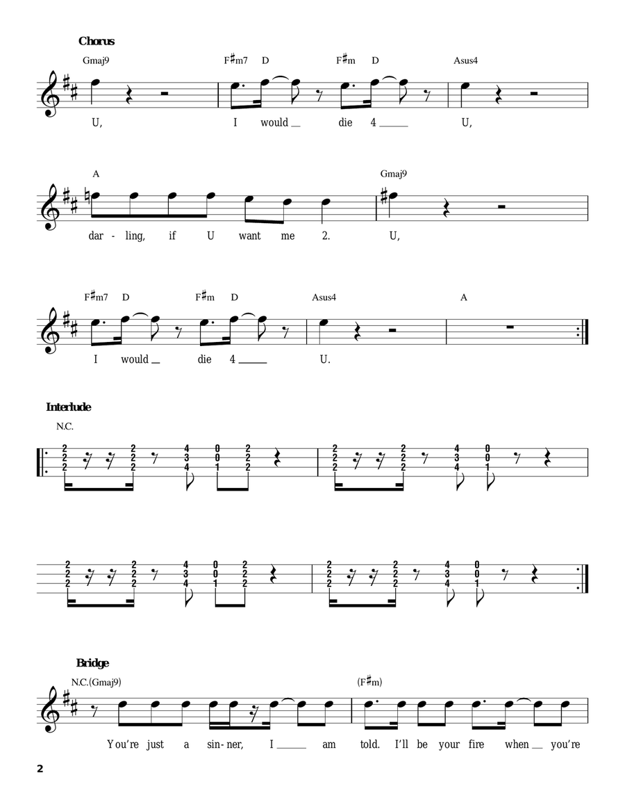 I Would Die 4 U I Would Die 4 U Ukulele scores gallery preview page 2