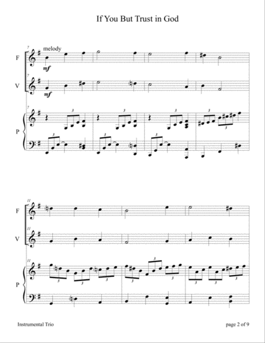 If You But Trust in God to Guide You (for Flute and/or Violin Duet with Piano accompaniment) Flute scores gallery preview page 2