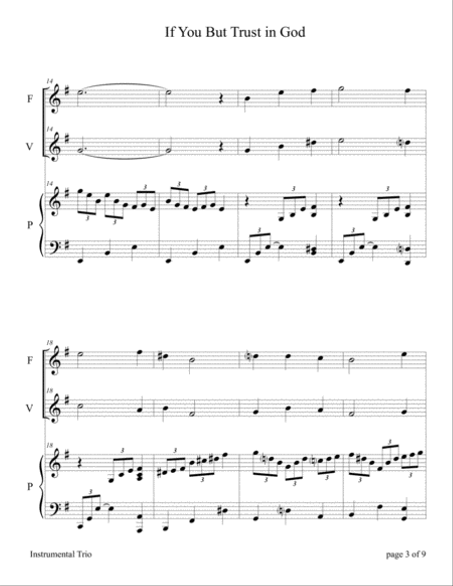 If You But Trust in God to Guide You (for Flute and/or Violin Duet with Piano accompaniment) Flute scores gallery preview page 3