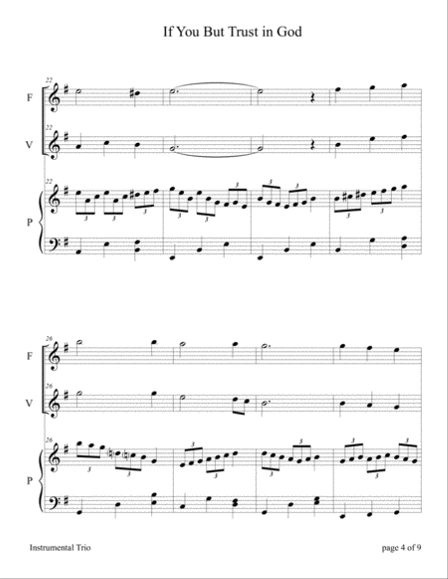 If You But Trust in God to Guide You (for Flute and/or Violin Duet with Piano accompaniment) Flute scores gallery preview page 4