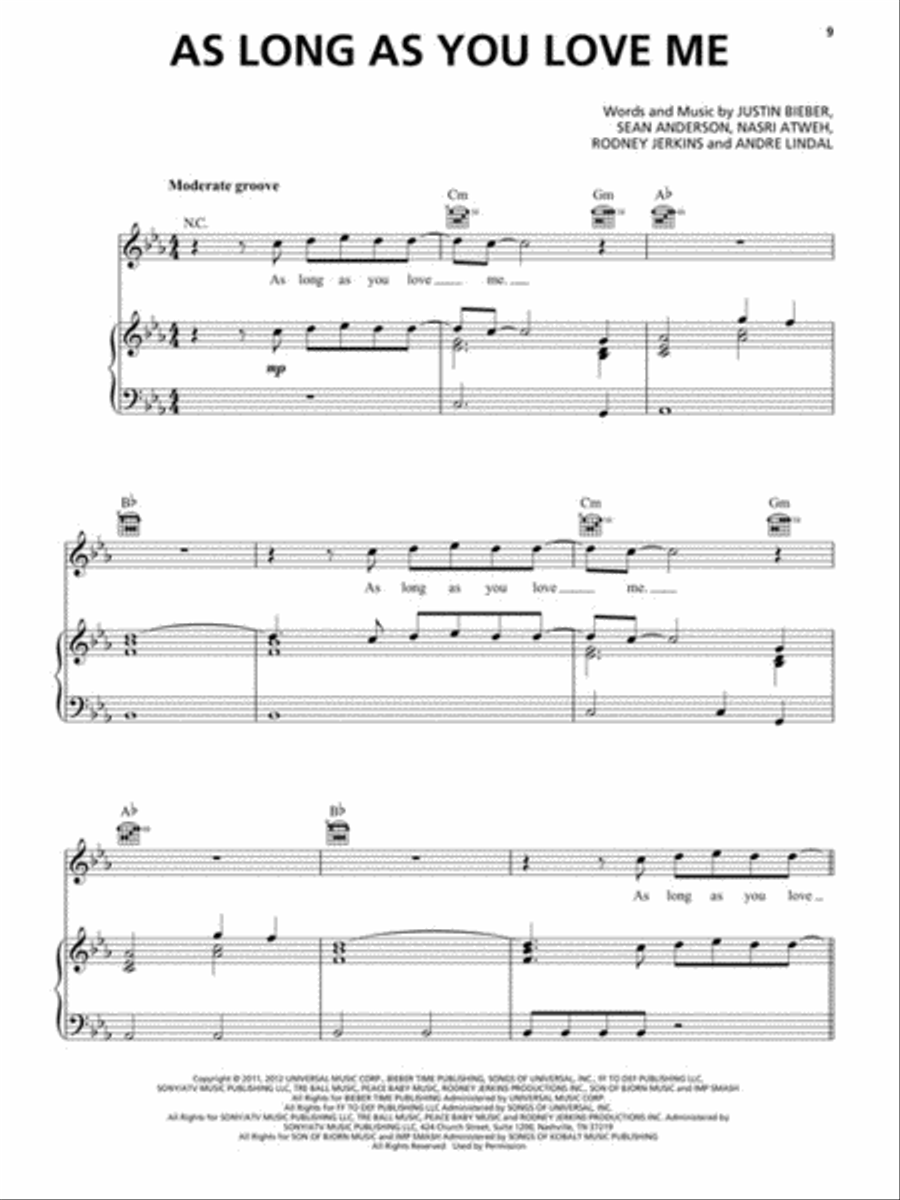 Justin Bieber – Sheet Music Collection Piano, Vocal, Guitar scores gallery preview page 4
