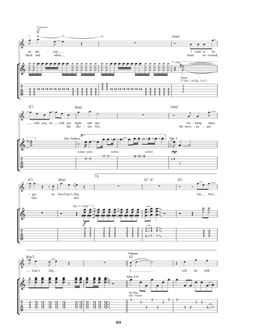 New Year's Day New Year's Day Acoustic Guitar scores gallery preview page 3