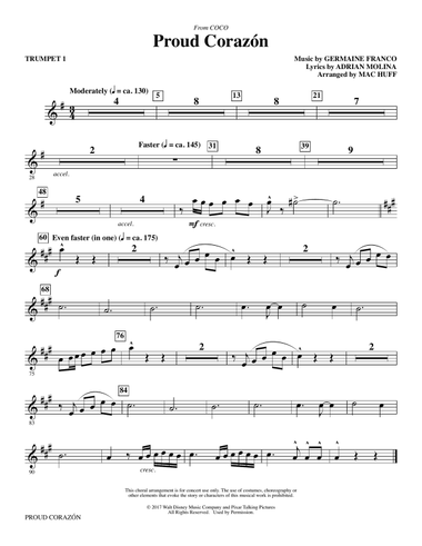 Proud Corazon (from Coco) (arr. Mac Huff) - Trumpet 1