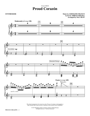 Proud Corazon (from Coco) (arr. Mac Huff) - Synthesizer