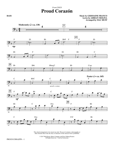 Proud Corazon (from Coco) (arr. Mac Huff) - Bass