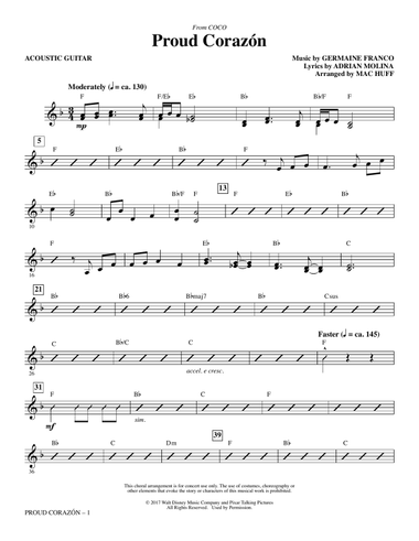 Proud Corazon (from Coco) (arr. Mac Huff) - Acoustic Guitar