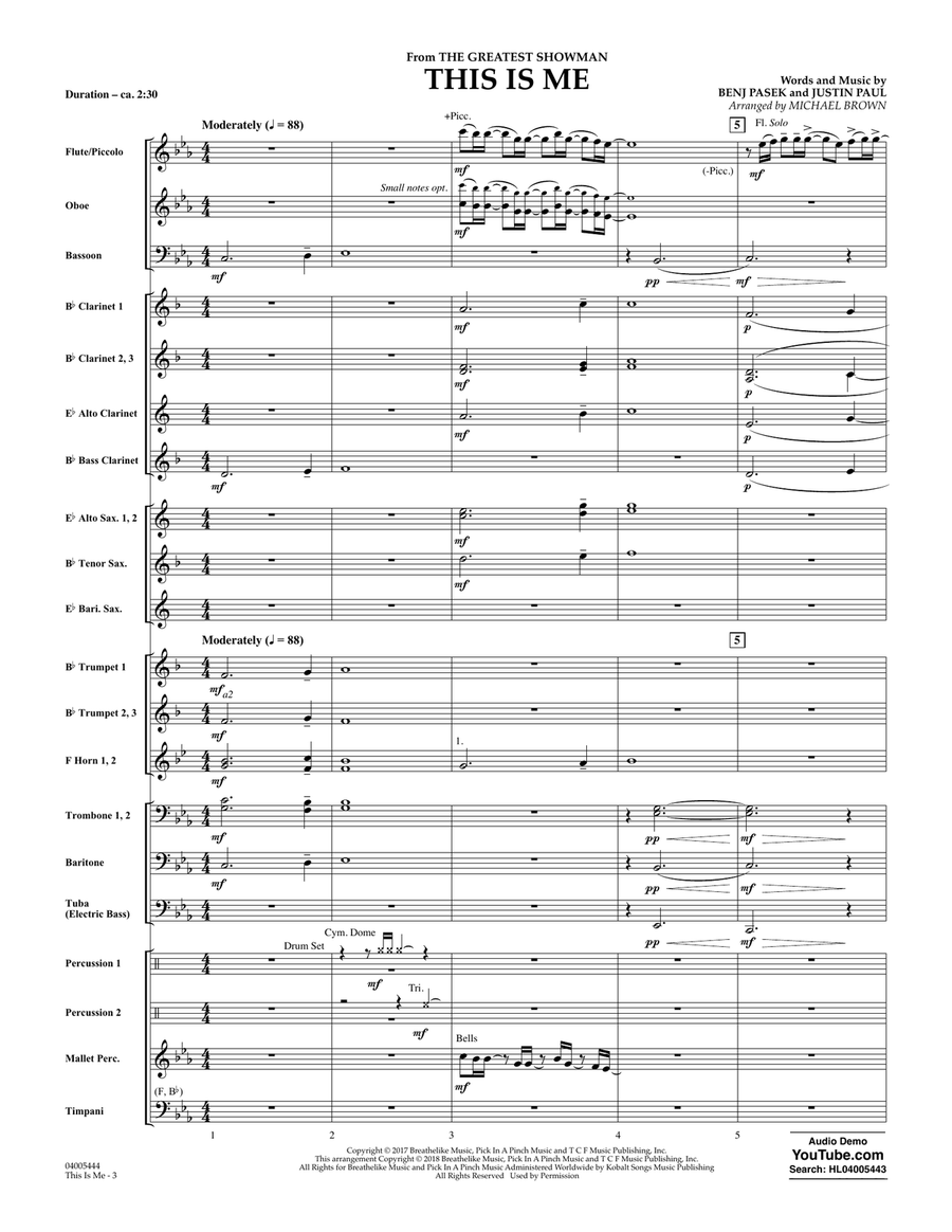 This Is Me (from The Greatest Showman) - Conductor Score (Full Score) Concert Band scores gallery preview page 2