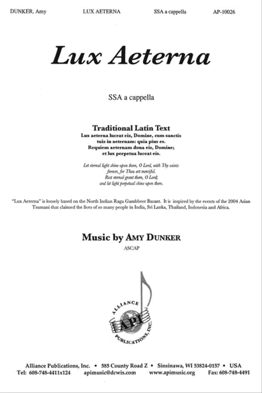 Lux Aeterna Lux Aeterna SSA scores gallery preview page 1