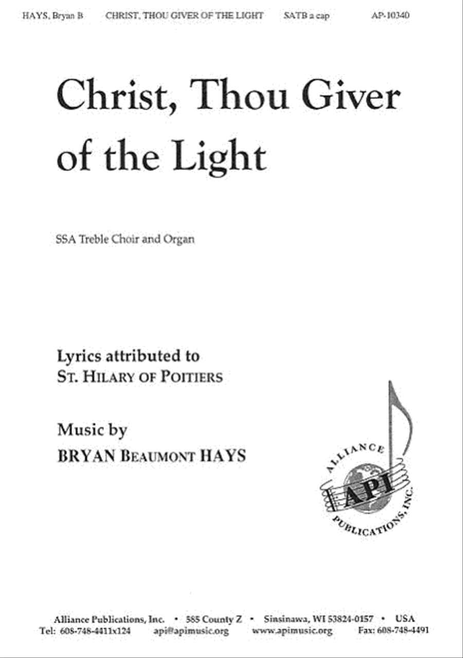Christ, Thou Giver of the Light SSA scores gallery preview page 1