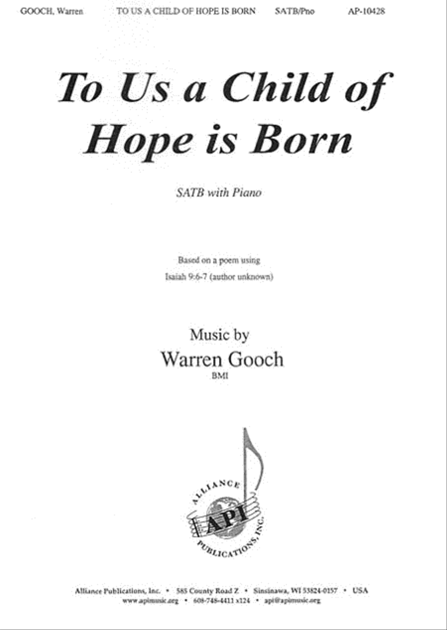 To Us a Child of Hope Is Born 4-Part scores gallery preview page 1