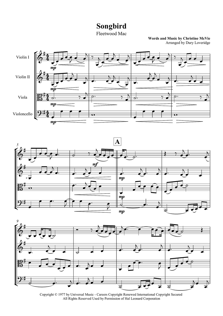 Songbird Songbird String Quartet scores gallery preview page 2